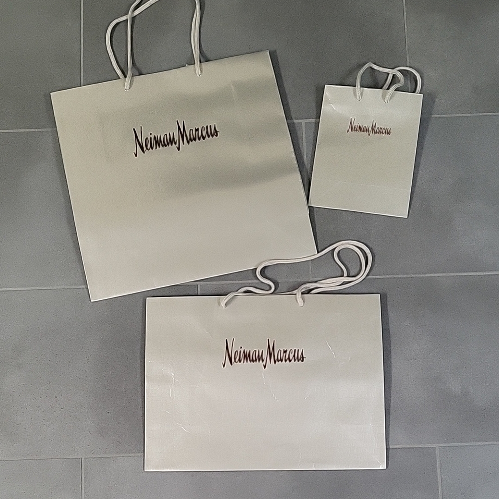 Neiman Marcus Cream Shopping Bag Set